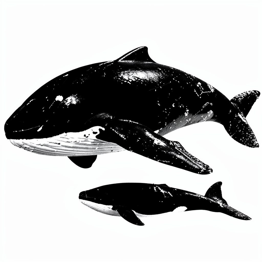 A duotone thumbnail in deep ink and soft rose, depicting the curve of a whale's fluke rising from dark water.